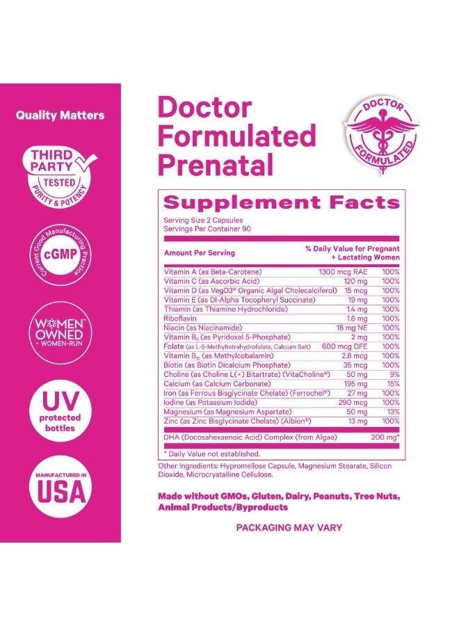 Pink Stork Total Prenatal + DHA With Methylated Folate, Vegan DHA + Iron 60 Capsules Dietary Supplement Mint Scented - Image 4