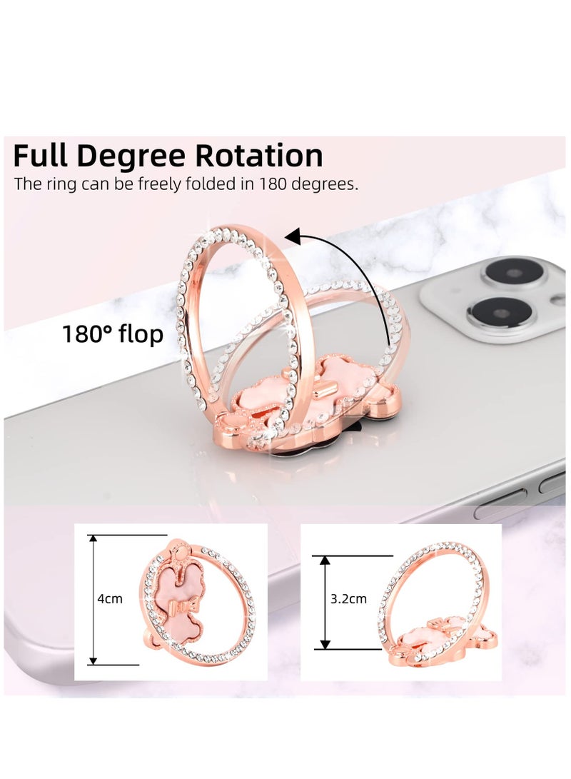 Excefore Sparkle Mobile Phone Ring Bracket Holder Stand, Cute Bear Cell Phone Ring Hand Grip Holder Adjustable Universal Finger Kickstand with Knob Loop for iPhone, All Android Smartphone,Tablet, Pink  - Image 2