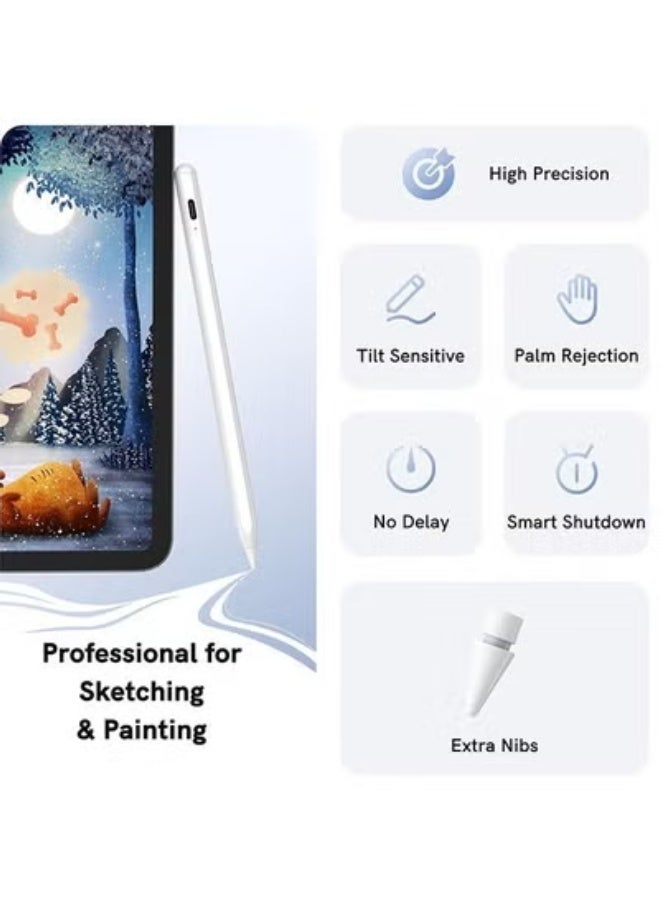 hayapoint Stylus Pen for iPad with Palm Rejection, Active Pencil Compatible with iPad 6-11th Gen, iPad Pro 11"/12.9", iPad Air M3/M2, iPad Mini 6/7, Magnetic Fast-Charging Stylus Pen for iOS and Android Devices, White - Image 3