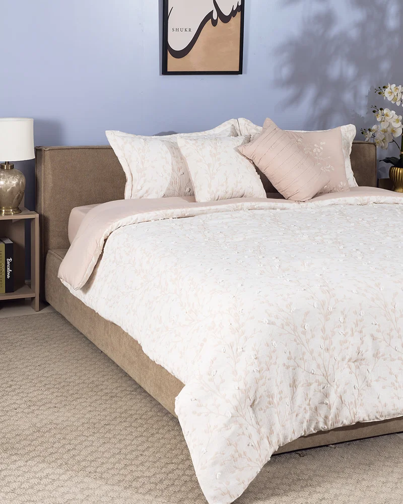 REDTAG Ivory 7-Piece Jacquard Comforter Set (240 X 260 cm)