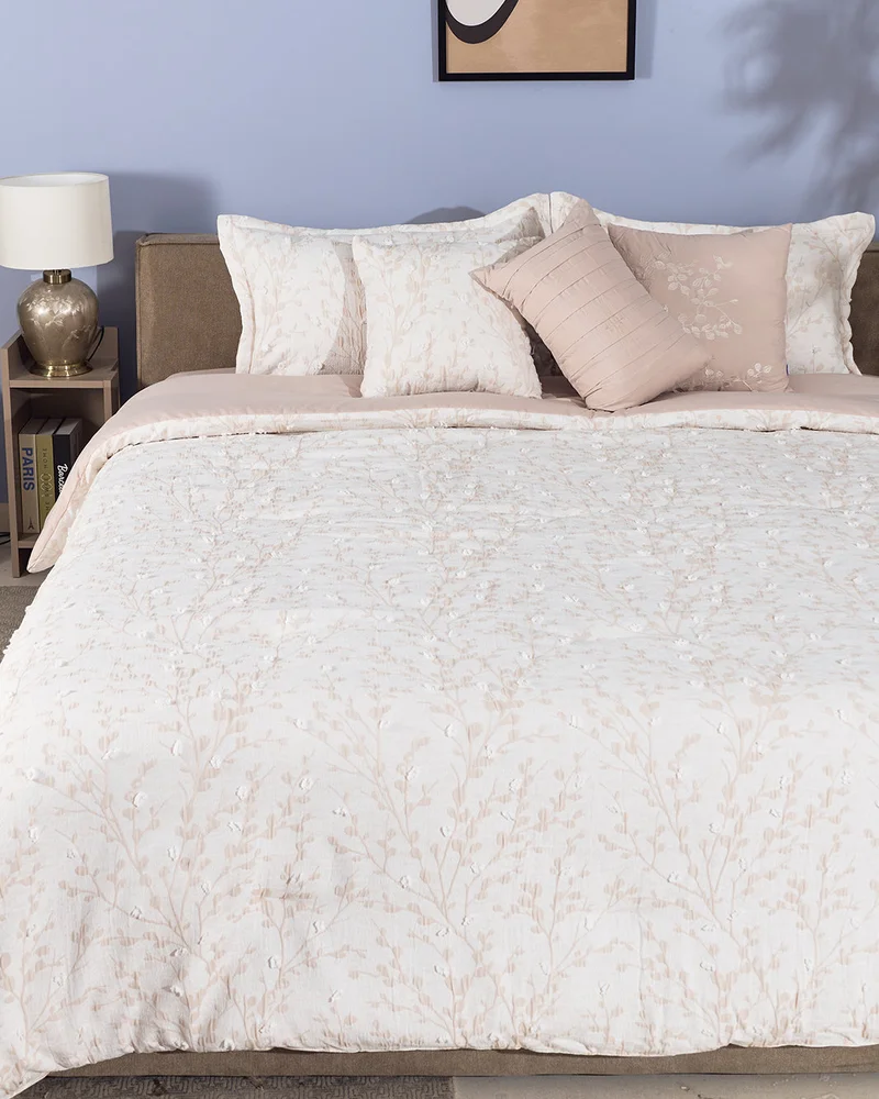 REDTAG Ivory 7-Piece Jacquard Comforter Set (240 X 260 cm)