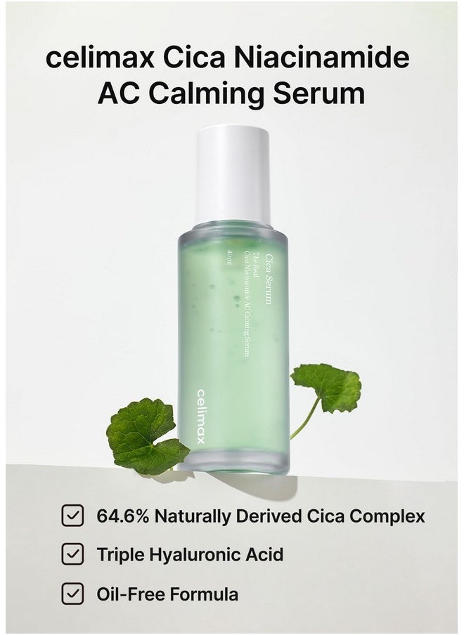 celimax The Real Cica Niacinamide Ac Calming Serum | With Hyaluronic Acid, Redness Relief, Moisturizing, Soothing & Restoring Serum, Mild Formula For Sensitive, 40Ml  - Image 2