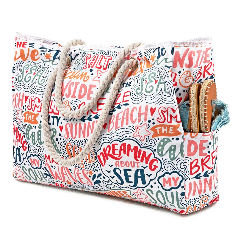 Tavaleu Beach Bags for Women - Large Beach Women Sandproof Tote Bag for Pool Gym Grocery Travel - Image 1