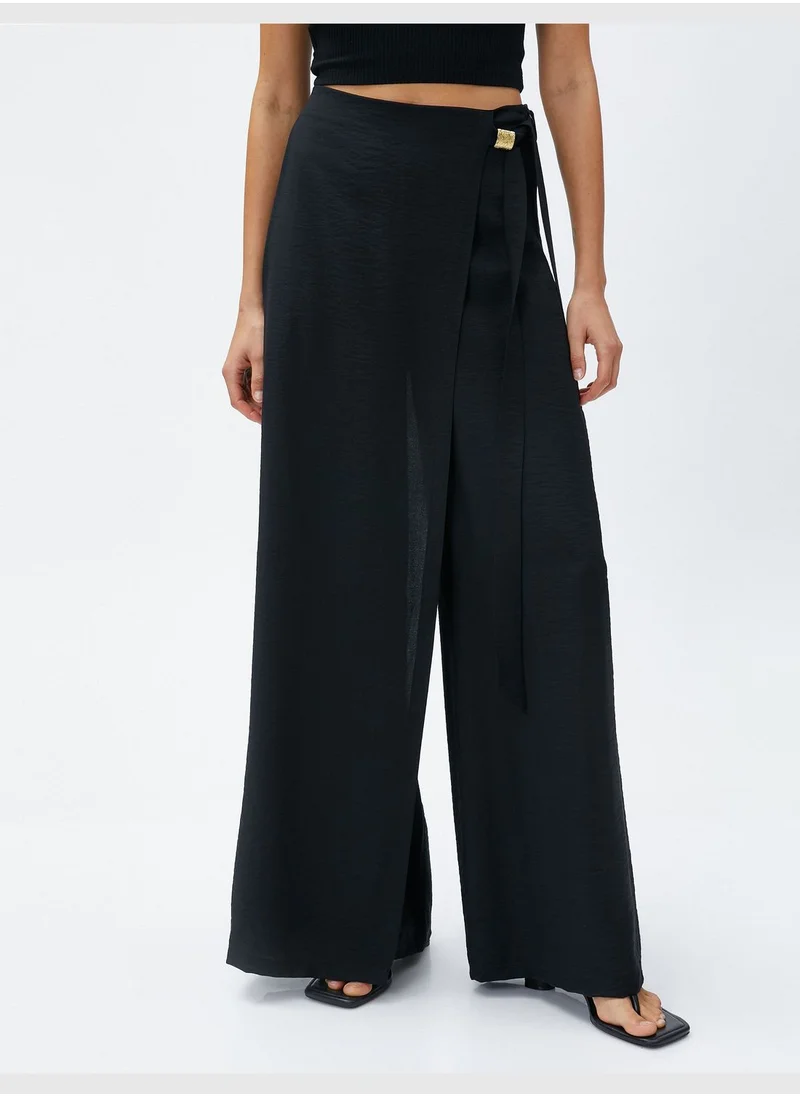 KOTON Wrapped Belt Detail Palazzo Trousers