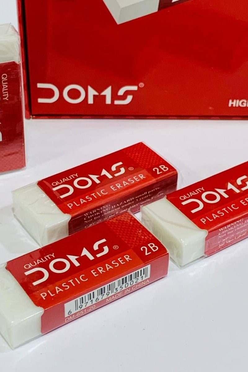 DOMS Plastic Eraser 18-2B 860 – Practical Design for Students and Artists, White Color - Image 4