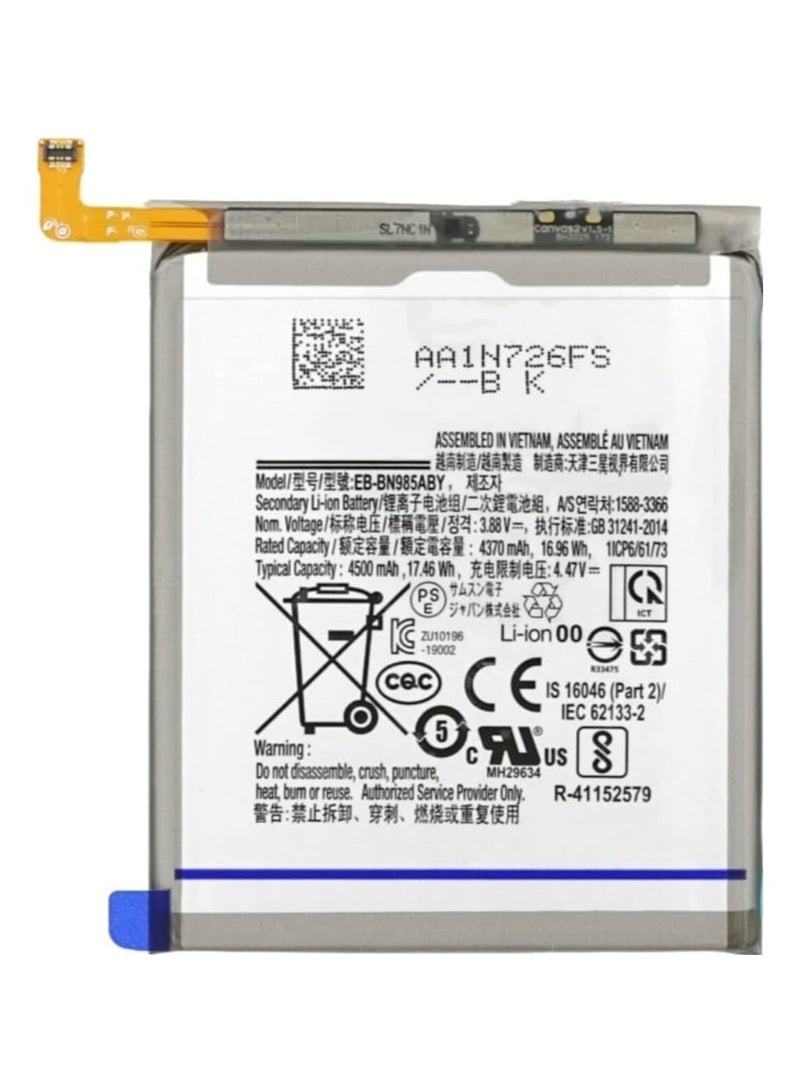 Batterymon Original Samsung Galaxy Note20 Ultra (N985F) / Note20 Ultra 5G (N986B) Replacement Battery – EB-BN985ABY 4500mAh Li-ion Internal Battery, GH82-23333A Model – High-Capacity Rechargeable Battery with Safe Power Management and Long Lifespan - Image 1