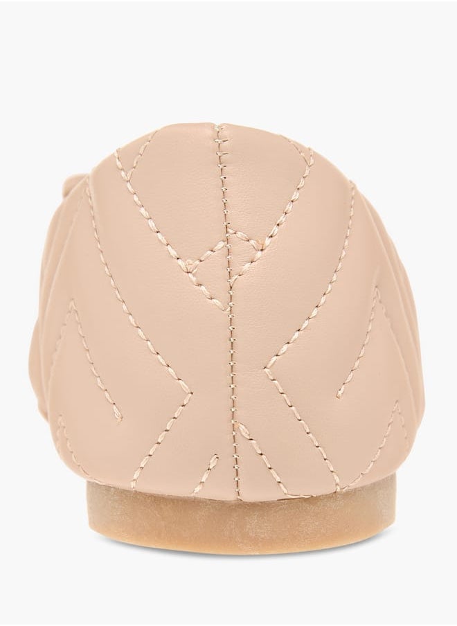 Flora Bella By Shoexpress Women Stitch Detail Slip-On Ballerina Shoes with Bow Detail  - Image 5