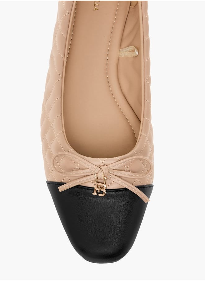 Flora Bella By Shoexpress Women Stitch Detail Slip-On Ballerina Shoes with Bow Detail  - Image 4