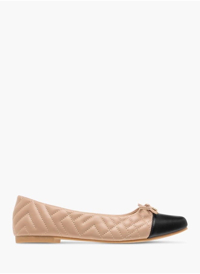Flora Bella By Shoexpress Women Stitch Detail Slip-On Ballerina Shoes with Bow Detail  - Image 3