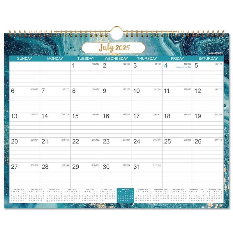 Journaltastic 2025-2026 Calendar - 2025-2026 Wall Calendar with Julian Date, Jul 2025 - Dec 2026, Twin-Wire-Bound, 14.76”x 11.6”, Thick Paper Perfect for Organizing & Planning, 6 Different Background Patterns - Image 1