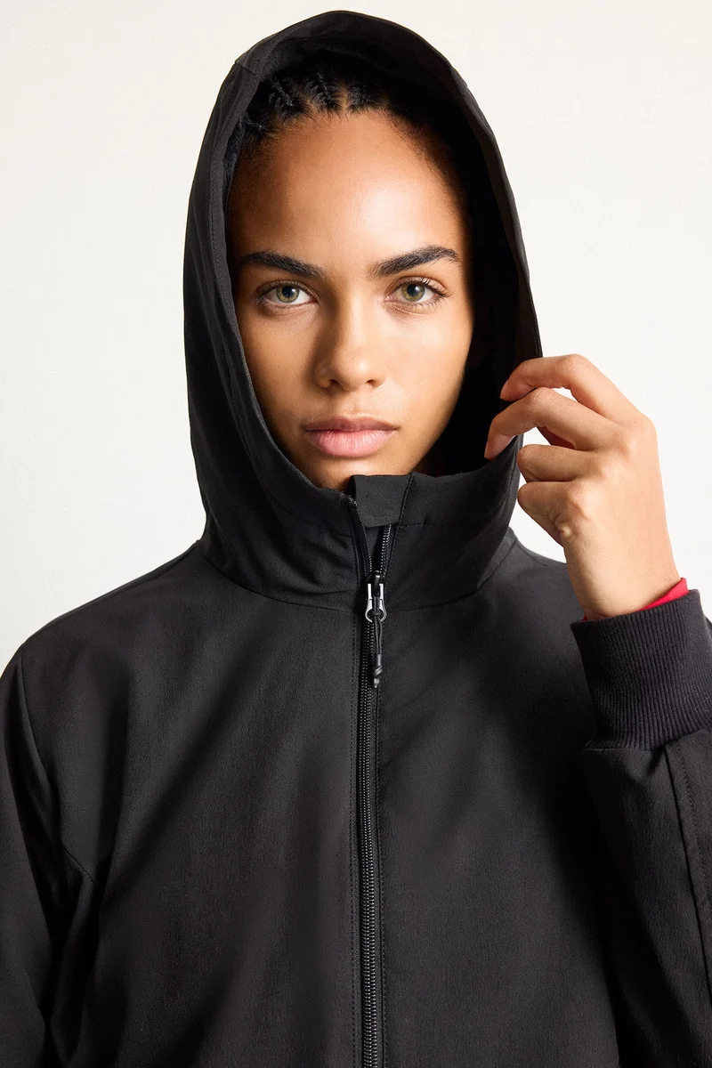 Defacto  Regular Fit Water-Repellent Fleece Lined Hooded Zip-Up Jacket for Women | Best Price UAE