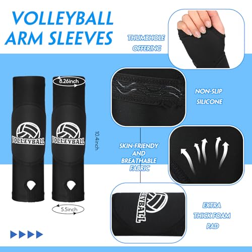 Vabean 8 Pcs Volleyball AccessoriesInclude Volleyball Arm Sleeves Knee Pads Sport Hair Scrunchies Sweat Band Drawstring Bag Cosmetic Bag Wrist Guard Knee BraceMediumBlack - Image 3