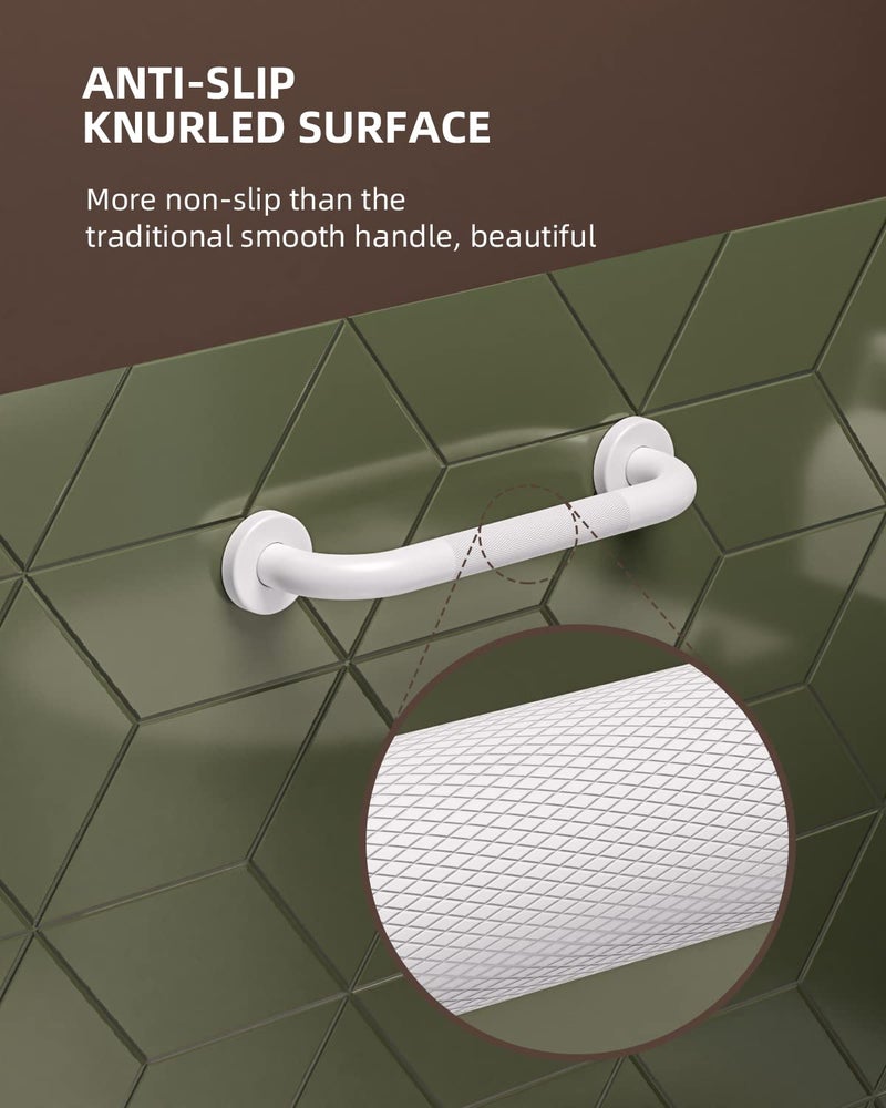 ZUEXT 12 Inch Oil Rubbed White Shower Grab Bar w/Anti Slip Grip, ZUEXT Stainless Steel Bath Grab Bar,Bathroom Balance Bar, Wall Mount Safety Handrail Support, Handicap Injury Elderly Senior Assist Handle - Image 4