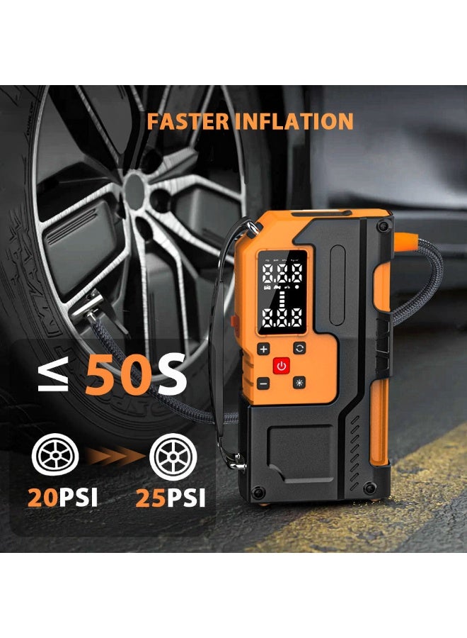 تشانجلي جهاز تشغيل السيارة مع ضاغط هواء 2500A 12V 150PSI 81.4Wh جهاز تشغيل بطارية السيارة لجميع السيارات التي تعمل بالبنزين 8.0L ديزل 12V صندوق تشغيل بطارية السيارة مع كابلات تشغيل ذكية، ضوء LED، شاشة LCD - Image 4