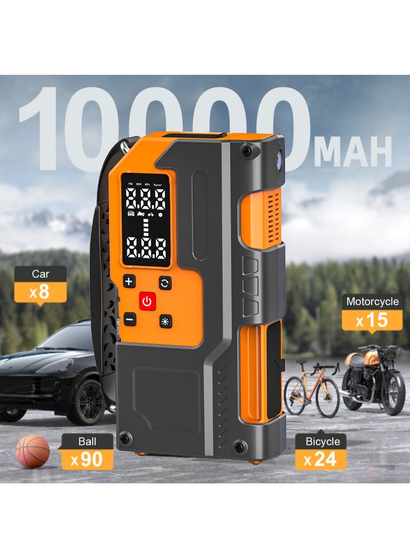 تشانجلي جهاز تشغيل السيارة مع ضاغط هواء 2500A 12V 150PSI 81.4Wh جهاز تشغيل بطارية السيارة لجميع السيارات التي تعمل بالبنزين 8.0L ديزل 12V صندوق تشغيل بطارية السيارة مع كابلات تشغيل ذكية، ضوء LED، شاشة LCD - Image 2