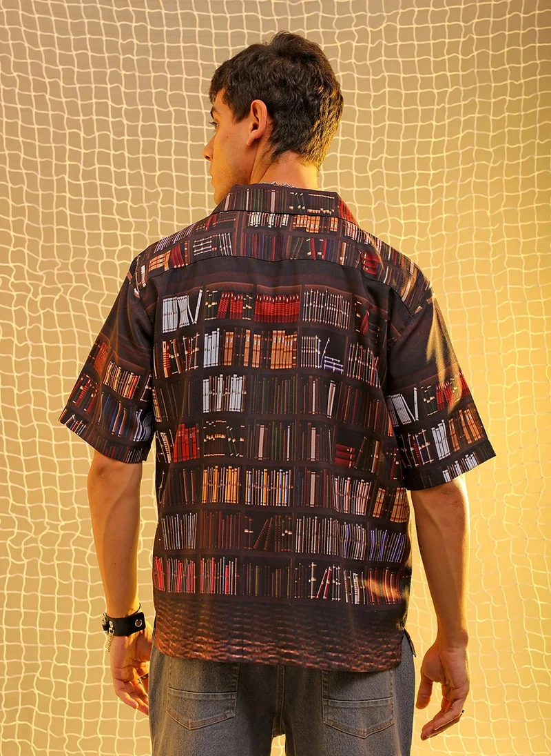 ذا انديان كراج كو Men Oversized Graphic Print Half Sleeves Cuban Collar Street Wear Shirt