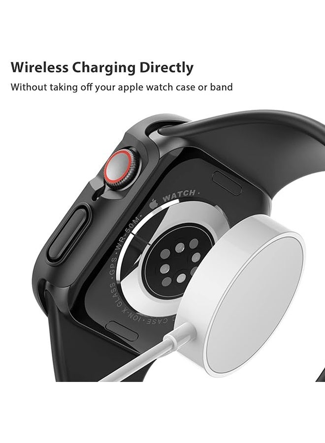 3 Pack Hard PC Case for Apple Watch Screen Protector Series 10, Full Hard Ultra-Thin Scratch Resistant Cover 42mm, Shockproof Hollow Bumper Frame Guard - Black/Clear/Starlight - Image 5