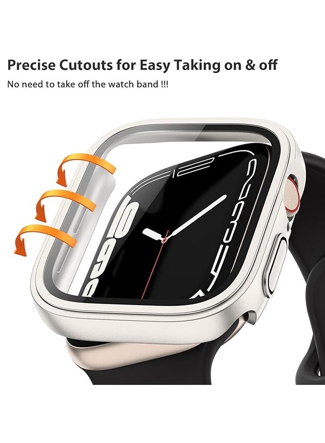 3 Pack Hard PC Case for Apple Watch Screen Protector Series 10, Full Hard Ultra-Thin Scratch Resistant Cover 42mm, Shockproof Hollow Bumper Frame Guard - Black/Clear/Starlight - Image 2