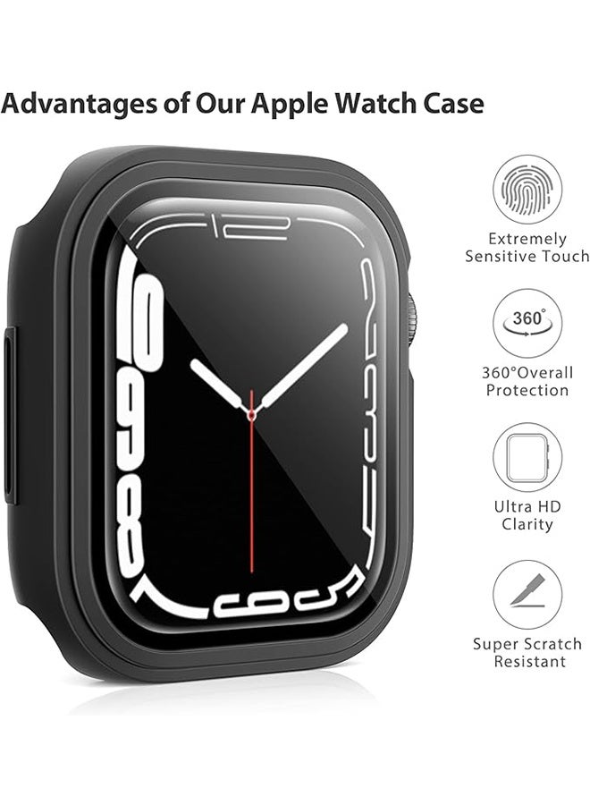 3 Pack Hard PC Case for Apple Watch Screen Protector Series 10, Full Hard Ultra-Thin Scratch Resistant Cover 42mm, Shockproof Hollow Bumper Frame Guard - Black/Clear/Starlight - Image 3