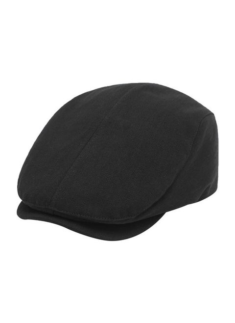 Men Cotton Flat Cap Summer Scally Ivy Gatsby Newsboy Beret Driver Cabbie Hunting Hat (Back Buckle Black)