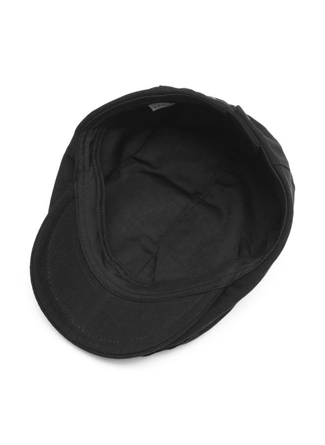 Men Cotton Flat Cap Summer Scally Ivy Gatsby Newsboy Beret Driver Cabbie Hunting Hat (Back Buckle Black)