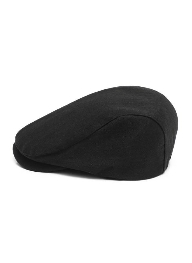 Men Cotton Flat Cap Summer Scally Ivy Gatsby Newsboy Beret Driver Cabbie Hunting Hat (Back Buckle Black)