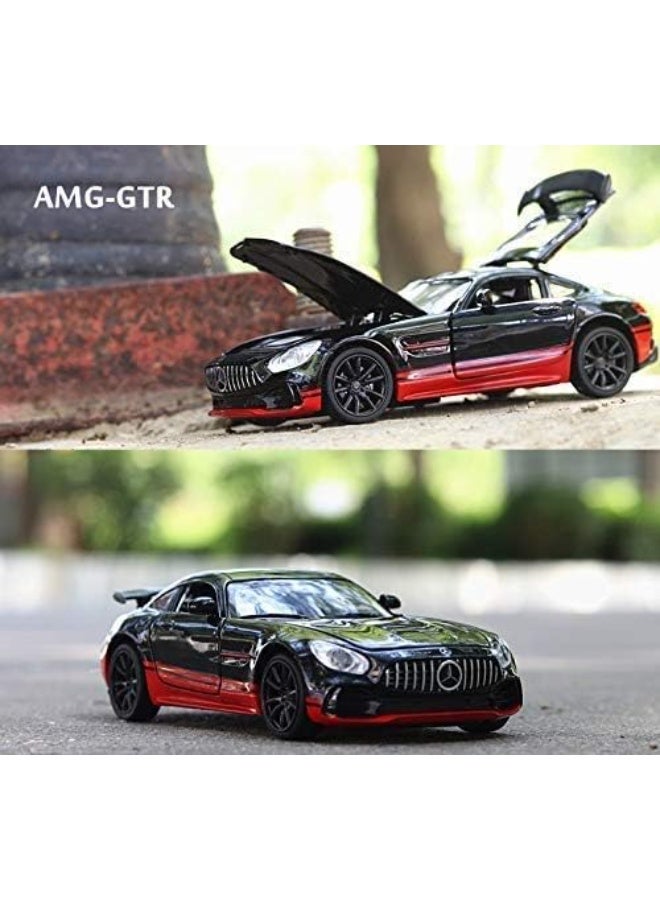 AMG GT-R 1:32 مقياس Die-cast سيارة  حصرية سبيكة معدنية سحب مرة أخرى نموذج سيارة لعبة مع الأبواب القابلة للفتح، الأضواء والموسيقى  هدية سيارة رياضية ممتازة للجمع - Image 3