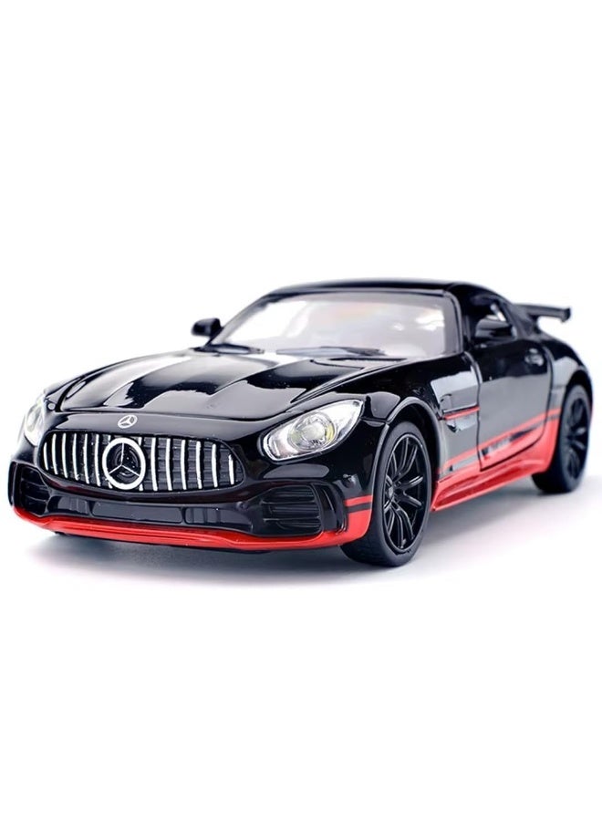 AMG GT-R 1:32 مقياس Die-cast سيارة  حصرية سبيكة معدنية سحب مرة أخرى نموذج سيارة لعبة مع الأبواب القابلة للفتح، الأضواء والموسيقى  هدية سيارة رياضية ممتازة للجمع - Image 1
