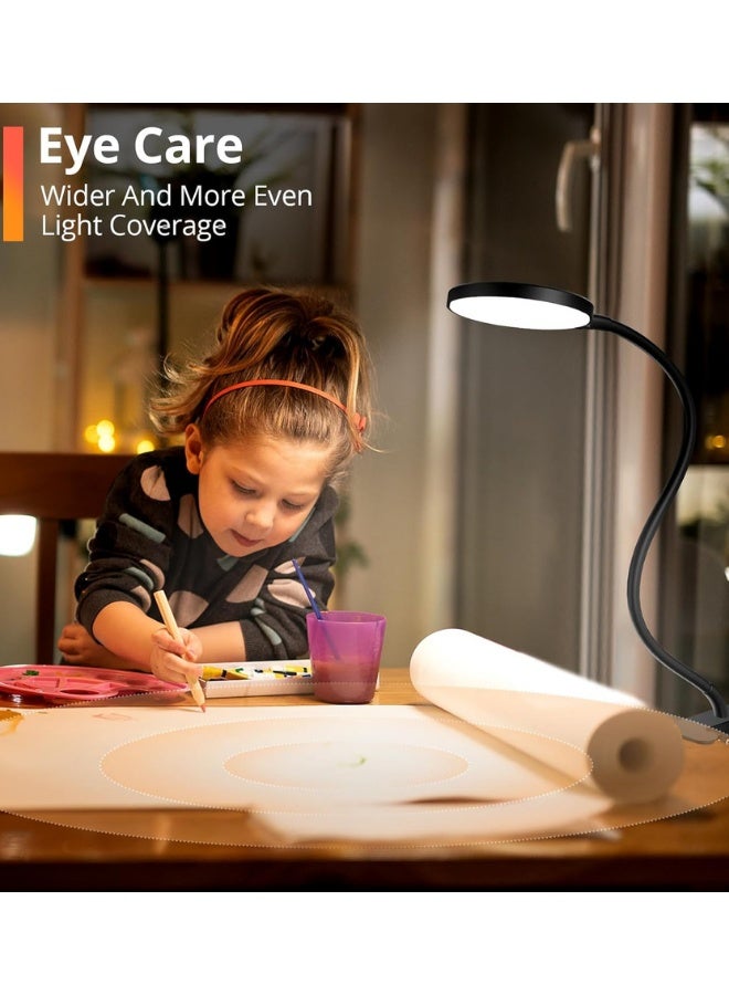 Chase Up Reading Light with Remote, LED Desk Lamp Clip on [1H Timer & Nightlight] RA>95 Dimmable Flexible Gooseneck, USB Reading Lamp Clamp for Table - 9CM Lamp Head - Black (Adapter Included) - Image 4