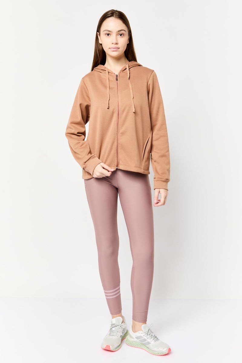 BSP Women Sportswear Fit Long Sleeves Outdoor Hoodie, Tan  - Image 4