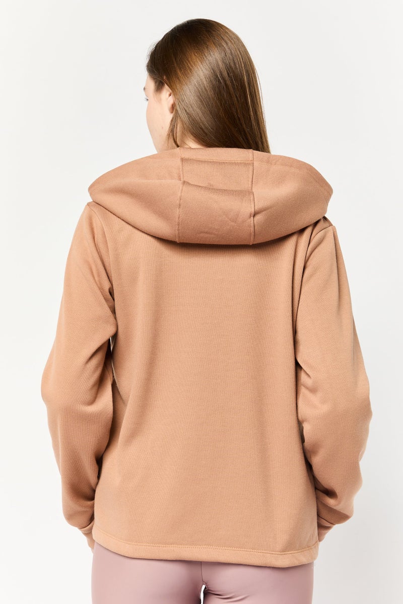 BSP Women Sportswear Fit Long Sleeves Outdoor Hoodie, Tan  - Image 3
