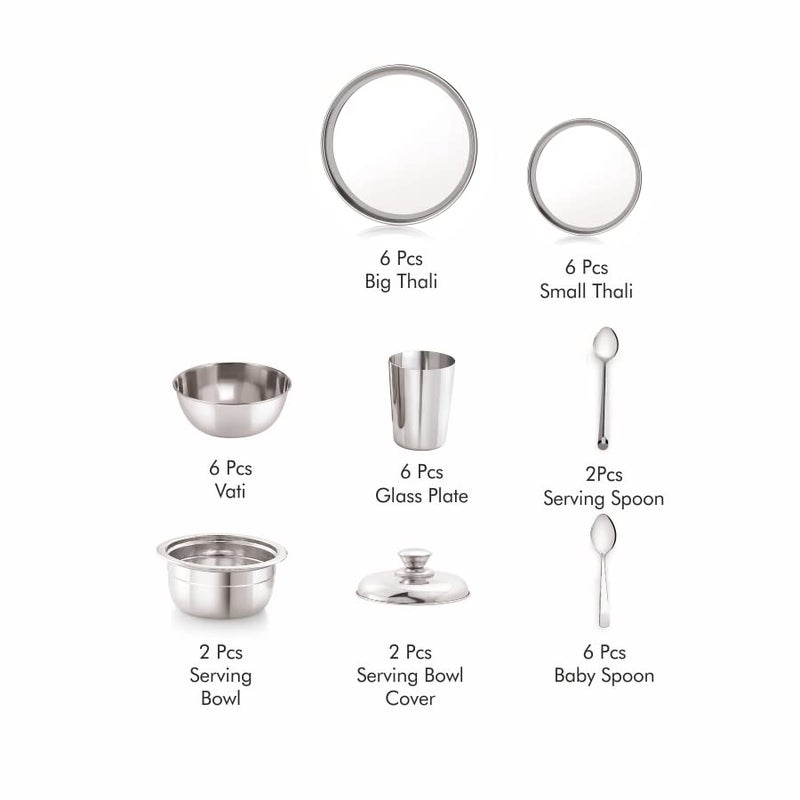 Neelam Neelam Stainless Steel 22 Gauge, 36 Pieces Premium Dinner Set, Ideal Gifting Dinner Set, Ideal for Special Occasions Like Anniversary, Wedding, Housewarming Party, Easy to Clean & Dishwasher Safe - Image 4
