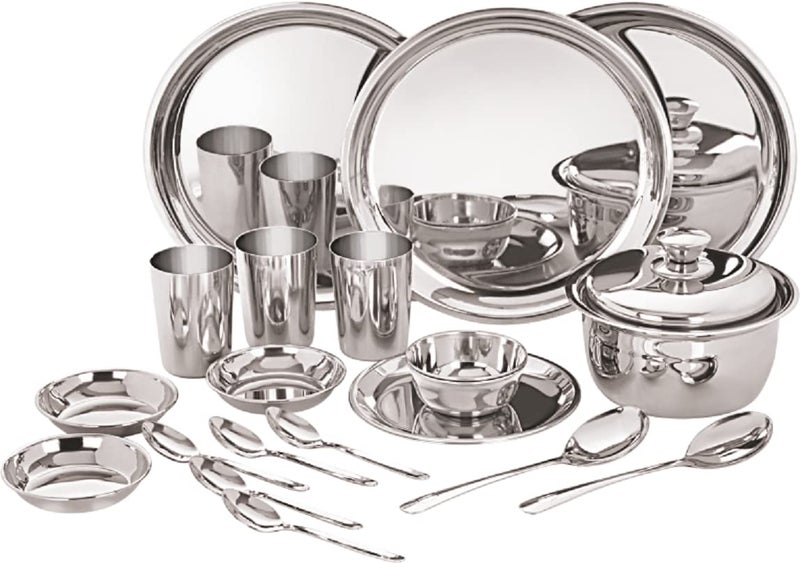 Neelam Neelam Stainless Steel 22 Gauge, 36 Pieces Premium Dinner Set, Ideal Gifting Dinner Set, Ideal for Special Occasions Like Anniversary, Wedding, Housewarming Party, Easy to Clean & Dishwasher Safe - Image 1
