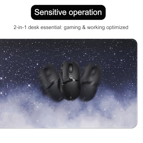 MasiBloom 11.8x23.6 Inches Large Gaming Mouse Pad Mat with Stitched Edge Non-Slip Rubber Base Washable Resilient for Office Computers Laptop Table Mouse Pads Mats Accessory (Starry Sky) - Image 3