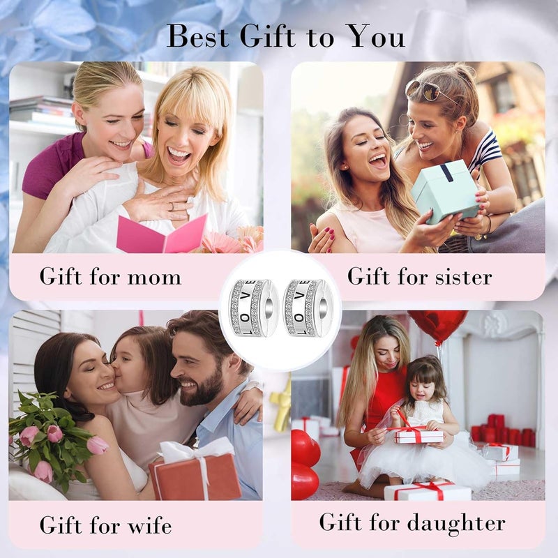 DALARAN Stopper Beads for Bracelets 925 Sterling Silver Clip Spacer Charm Bracelet Stoppers - Image 5