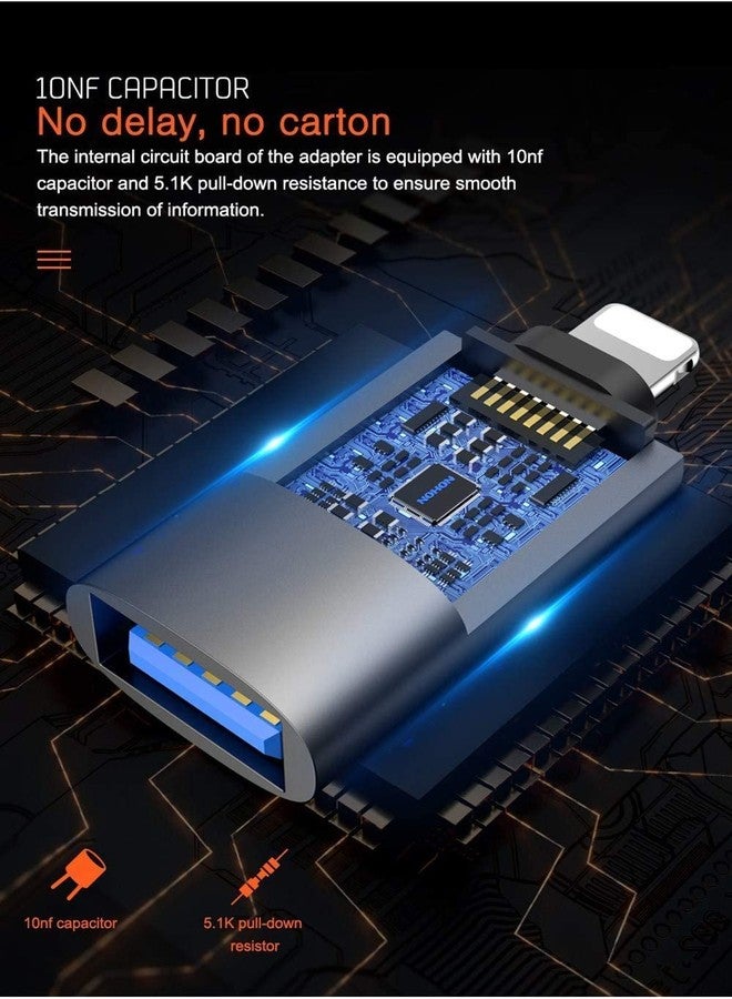 esbeecables (Apple MFi Certified) Lightning Male to USB Female Camera Adapter,2 Pack Portable OTG Data Sync Converter for iPhone13/12/11/Xr/X/XS/8/7/Card Reader/Flash Drive/Mouse/MIDI Keyboard - Image 3