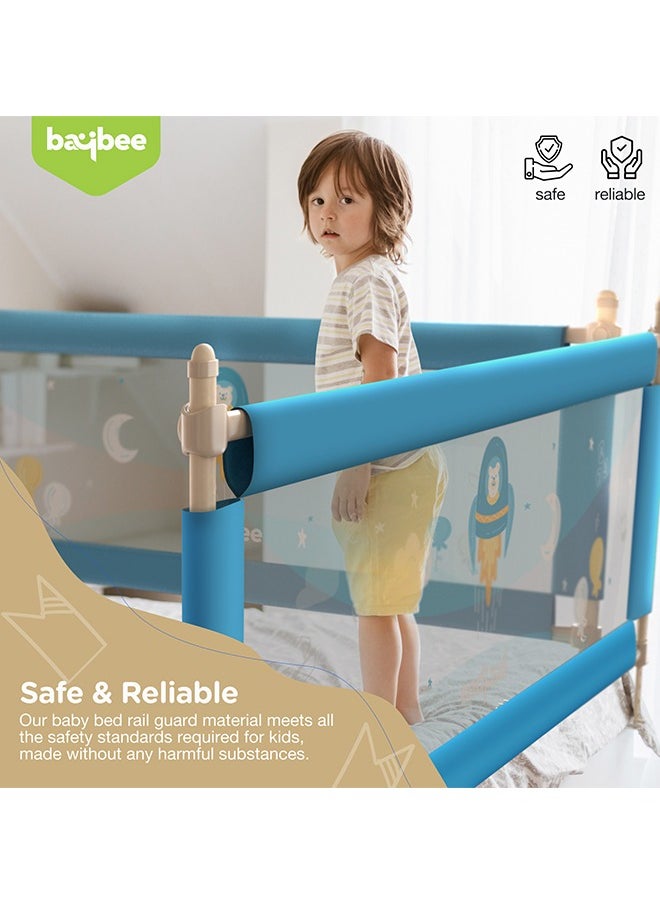 BAYBEE Baybee Bed Rail Guard Barrier for Baby Portable Safety Foldable Adjustable Height Falling Protector Fence Bedrail Single Side for Toddler 150 x 63cm (Pack of 2) Blue  - Image 4