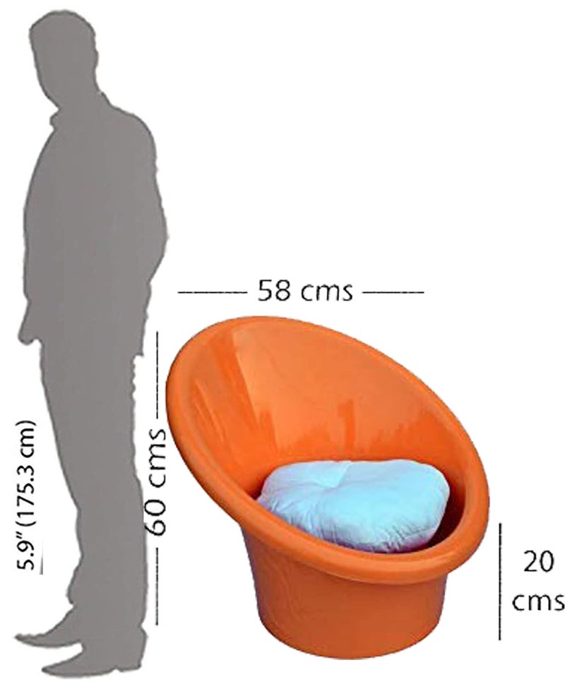 ANJWAR ANJWAR Tub Chair with Complimentary Cushions Set of 02 Standard Orange Plastic  - Image 2