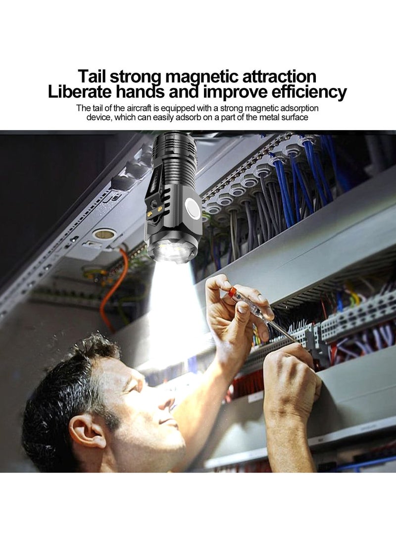 Mini Flashlight USB C Rechargeable,Magnetic LED Flashlight,Super Bright Tactical Flashlight with Cob Sidelight,20W High Power,Waterproof,Zoomable Flashlight for Camping,Emergency - Image 4