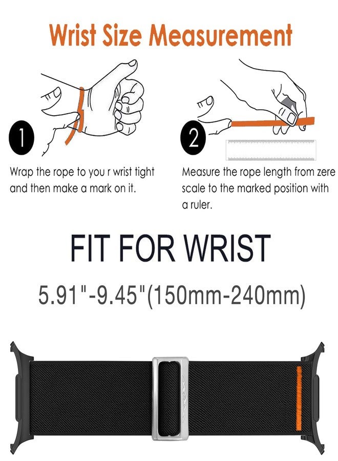 Abanen Upgraded Soft Stretchy Loop Durable Elastic Nylon Watch Band for Samsung Galaxy Watch Ultra 47mm (Black) - Image 4