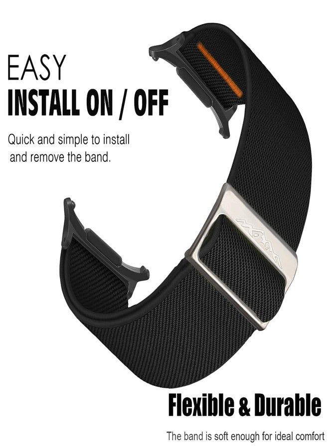 Abanen Upgraded Soft Stretchy Loop Durable Elastic Nylon Watch Band for Samsung Galaxy Watch Ultra 47mm (Black) - Image 2