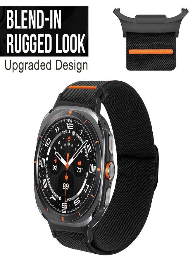 Abanen Upgraded Soft Stretchy Loop Durable Elastic Nylon Watch Band for Samsung Galaxy Watch Ultra 47mm (Black) - Image 3