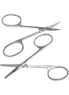 Ontaki Ontaki Curved and Rounded Mens Facial Hair Scissors  Mustache Nose Hair Beard Trimming  Safe for Eyebrows Eyelashes and Ears  Stainless Steel Silver  Eyebrow Scissors 