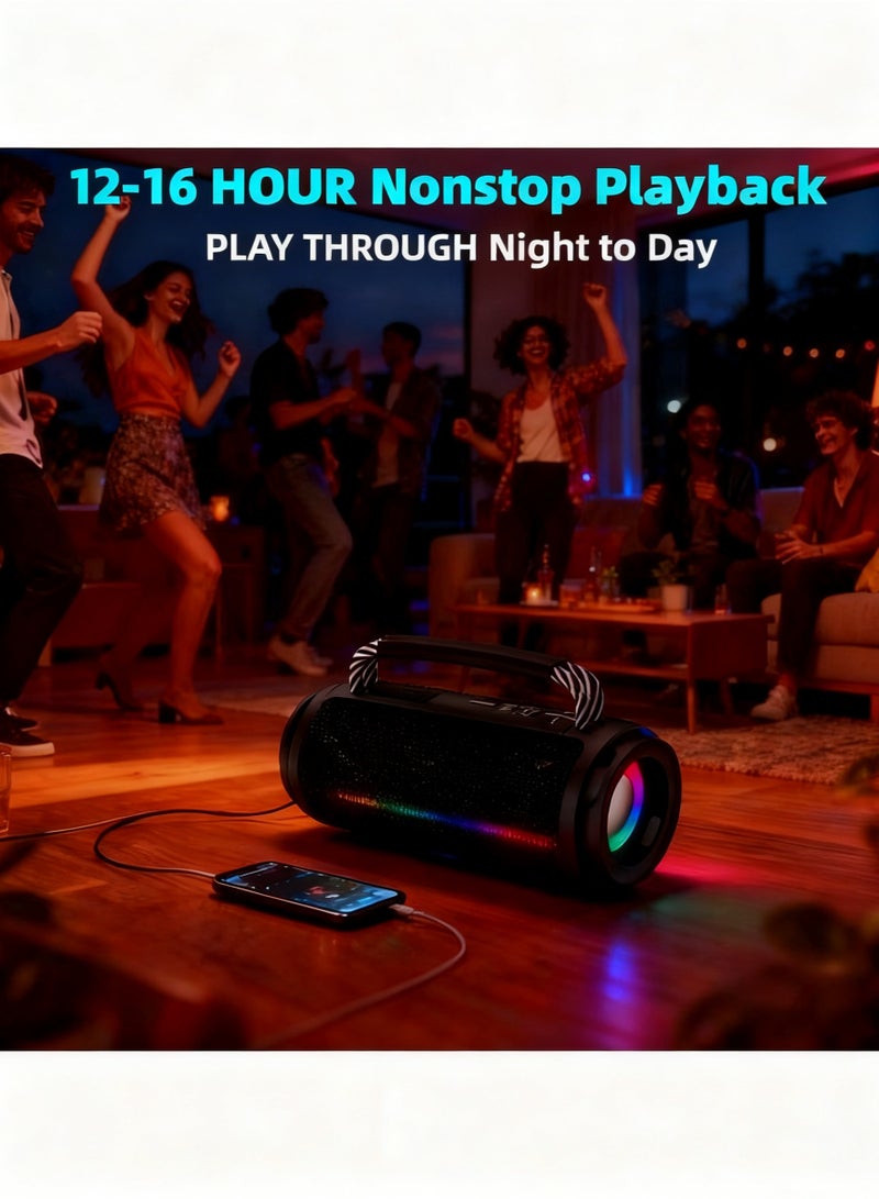 Portable Wireless Bluetooth Speaker with HD Sound, Bluetooth 5.4, 15W Dual Speaker, 16H Playtime, IPX7 Waterproof and Drop-Proof, TWS Pairing, for Outdoor/Home/Party/Beach (Round) - Blue - Image 4