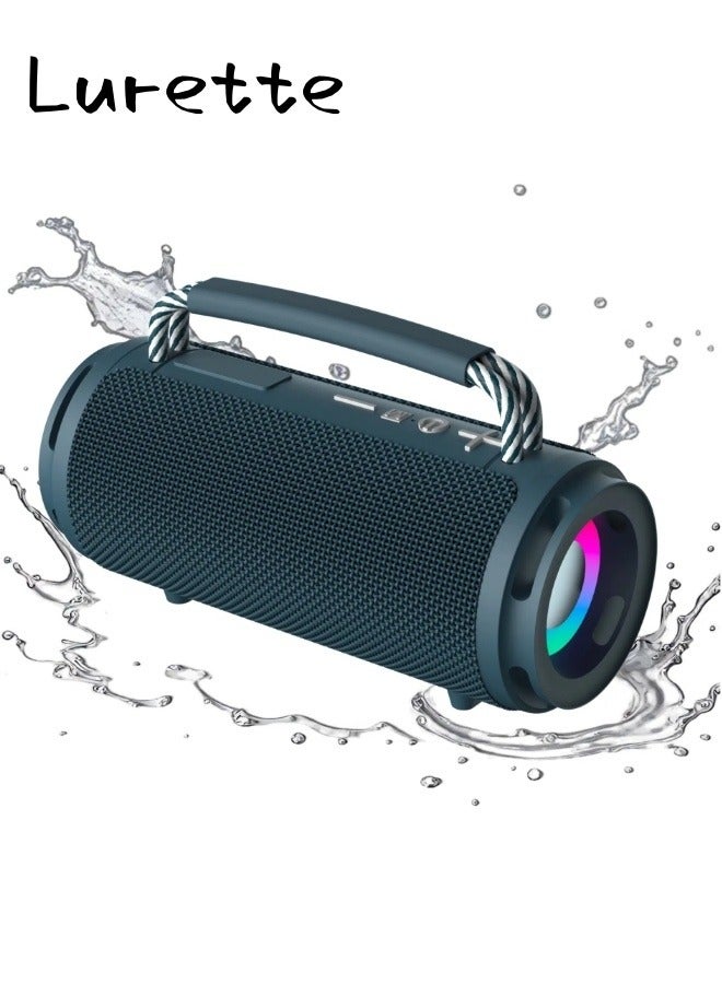 Portable Wireless Bluetooth Speaker with HD Sound, Bluetooth 5.4, 15W Dual Speaker, 16H Playtime, IPX7 Waterproof and Drop-Proof, TWS Pairing, for Outdoor/Home/Party/Beach (Round) - Blue - Image 1