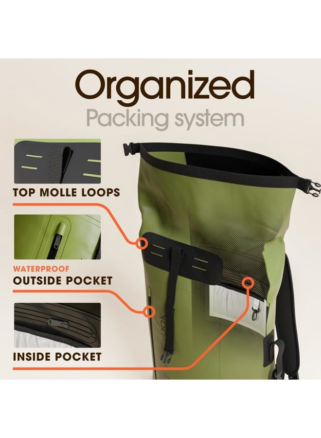 Earth Pak Summit Series Waterproof Backpack Heavy Duty Roll-Top Closure and Cushioned Padded Back Panel(Green, 35L) - Image 5