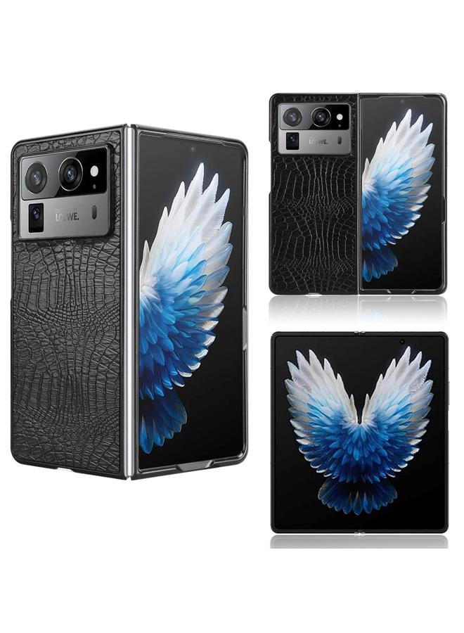 Zaboon For Tecno Phantom V Fold2 Crocodile Texture Back Cover Phone Case(Black)
