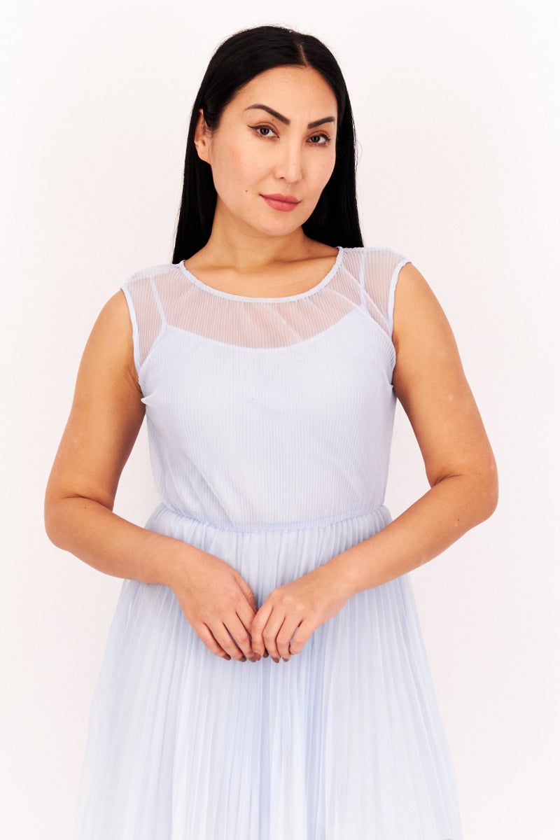 VERO MODA Women 2 Pieces Lace Details Midi Dress Set, Sky Blue - Image 4