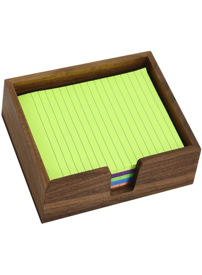 MultiBey Walnut 4x6 Inch Sticky Note Holder - Handcrafted Solid Wood Note Dispenser with Sheets, U-Shaped Easy Access Design & Non-Slip Base for Minimalist Office Desk Deco - Image 1