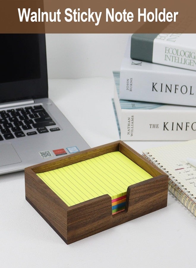 MultiBey Walnut 4x6 Inch Sticky Note Holder - Handcrafted Solid Wood Note Dispenser with Sheets, U-Shaped Easy Access Design & Non-Slip Base for Minimalist Office Desk Deco - Image 2